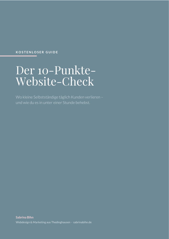 Titelseite des 10-Punkte-Website-Checks von Sabrina Bihn